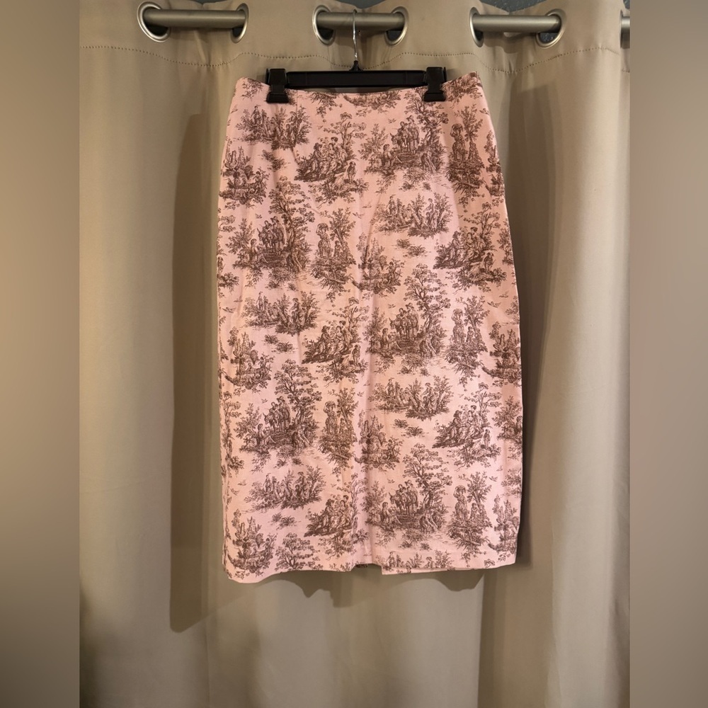 Women’s Pink Toile Print Skirt-Source Unknown